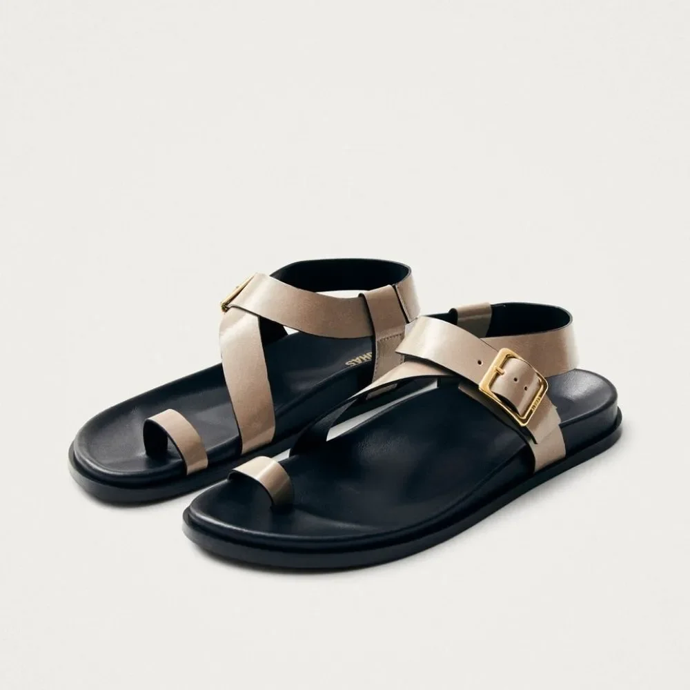 Alohas Siren Onix Stone Beige Leather Sandals